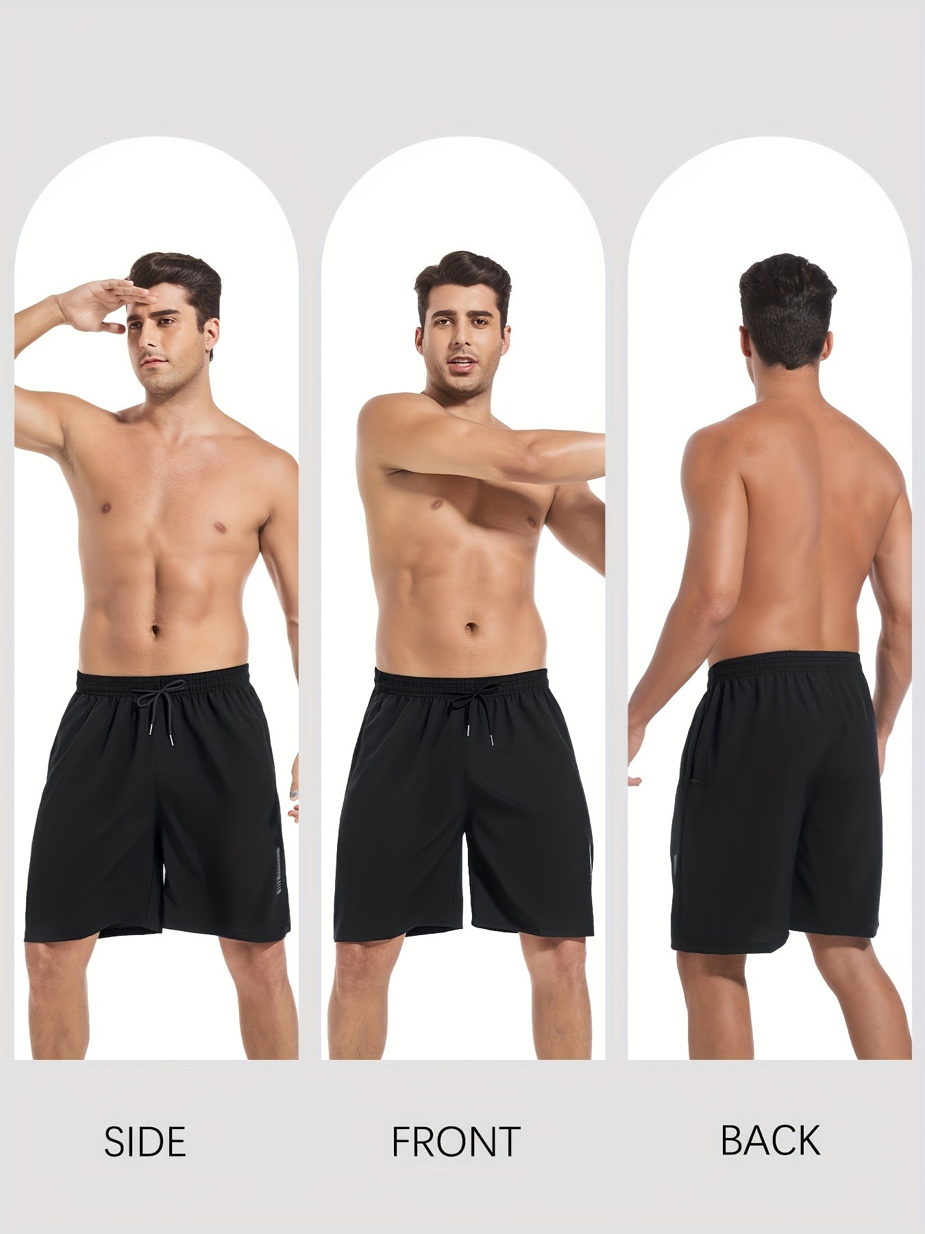 5pcs Men's Sports Gym Workout Shorts Basketball Shorts Men Stretch Waistband Side Zip Pocket Quick Drying