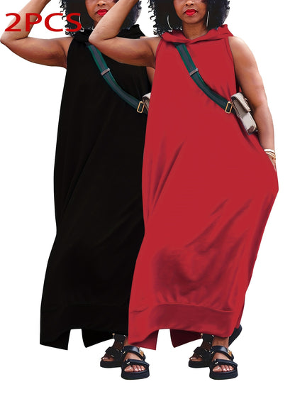 Black+gray Polyester Long-Sleeve Sleeveless Dress - product view 2