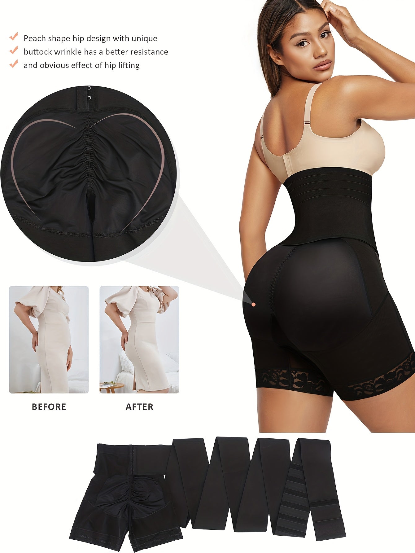 2-in-1 Women' Tummy Trimmer & Waist Trainer Shapewear Suitable for Tummy Control, Postpartum,, Body Shaper Bodysuit, Hand Washable, No Chest Pads, Medium Underwear for Gym, Casual Attire