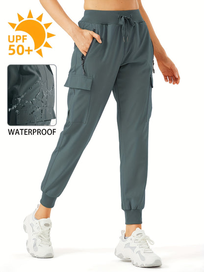 Women'S Cargo Joggers Hiking Pants Lightweight Camping Quick Dry 50+ Zippered Pockets