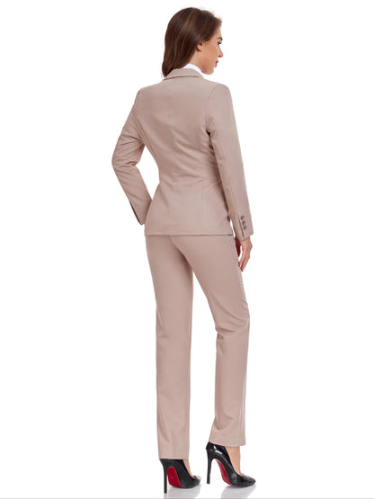 Women's Casual Slim Fit Business 2pcs Blazer Set Long Sleeve Button Blazer Skinny High Waist Pants Outfits Anniversary Graduation Season New Product