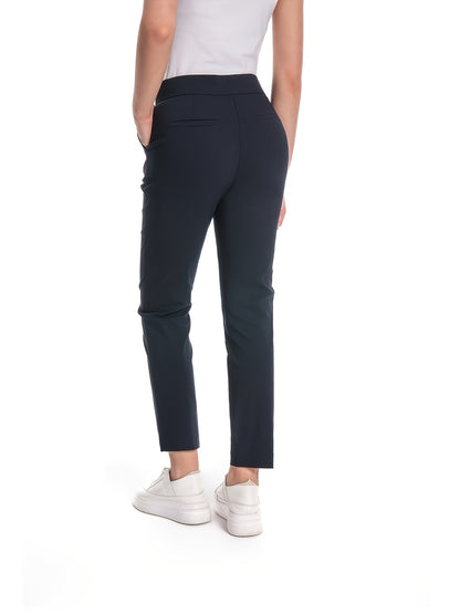 Women'S Mid Waisted Slim Fit Ankle Length Stretch Trousers Vibrant Red High Stretch Fabric with Pockets, Elegant Office Workwear & Evening Out Pants, Machine Washable All-Season Versatile Bottoms, Formal Attire Trousers, Easycare Trouser