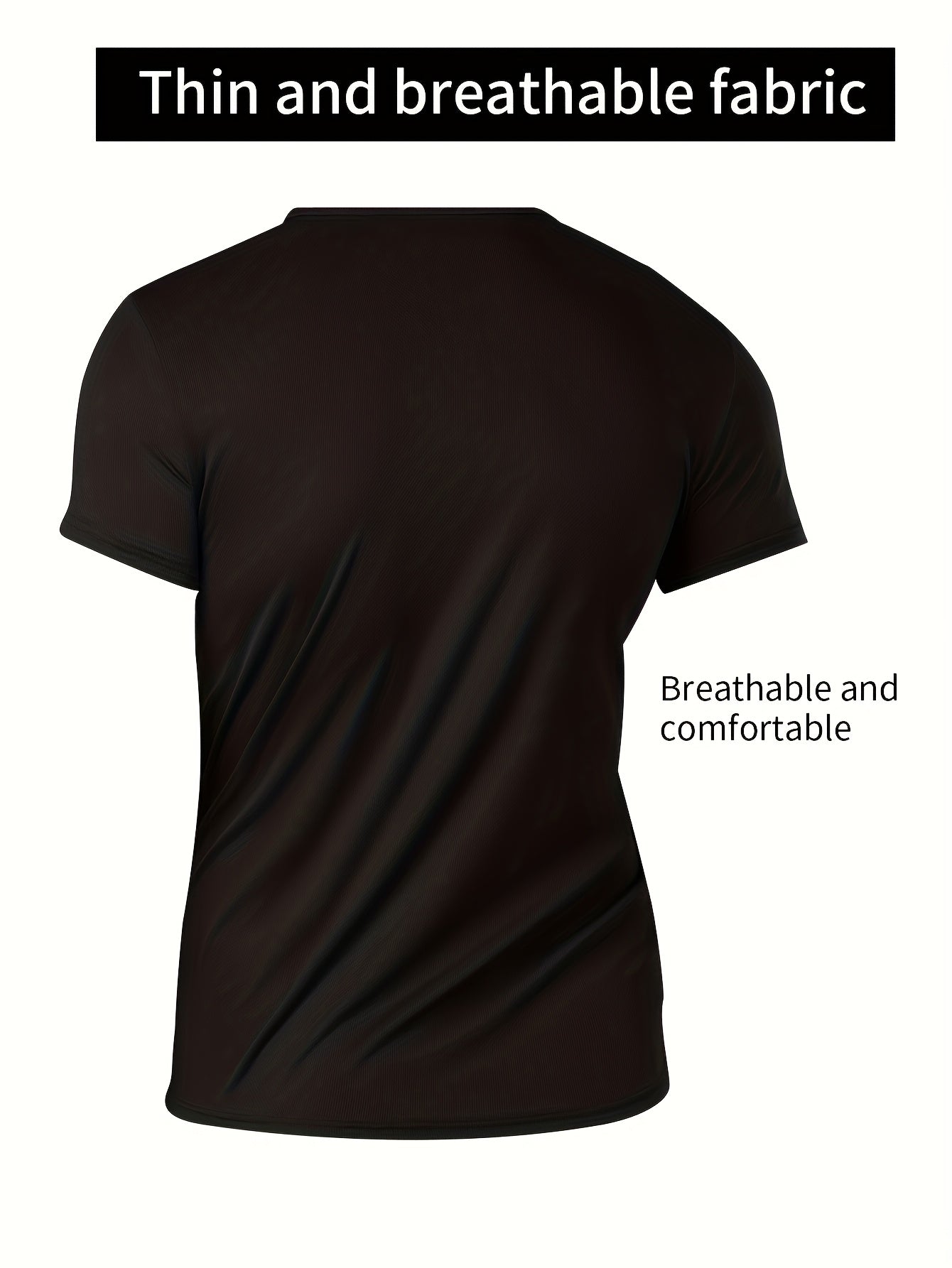 5pcs Men's Quick-Dry T-Shirts - Breathable & Moisture-Wicking Polyester, Crew Neck Sports Tees for Gym, Running & Casual Wear.