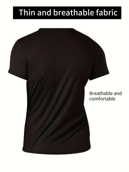5pcs Men's Quick-Dry T-Shirts - Breathable & Moisture-Wicking Polyester, Crew Neck Sports Tees for Gym, Running & Casual Wear.