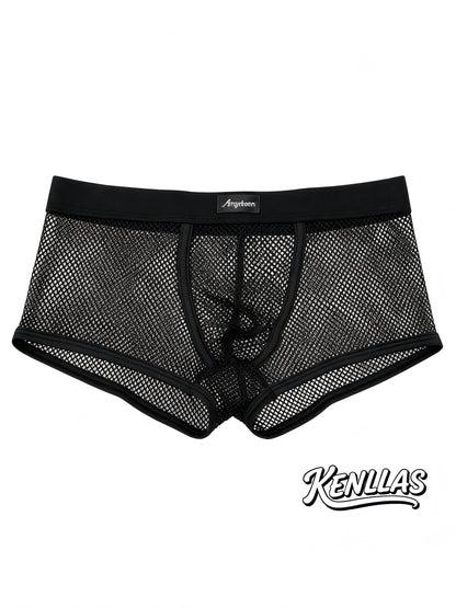 3pcs Men's Mesh Boxer Shorts with Inner Pouch Lightweight Casual Party & Beach Shorts, Breathable Activewear underwear boxer shorts