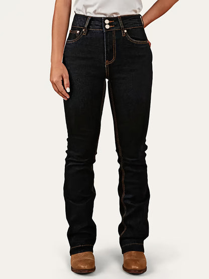 Women'S Classic Five-Pocket Stretch Denim Jeans - Mid-Rise Regular Fit with Button Detail, All-Season Versatile Casual Pants for Home, Travel & Shopping, Comfortable Travel Jeans, Durable Fabric Jeans