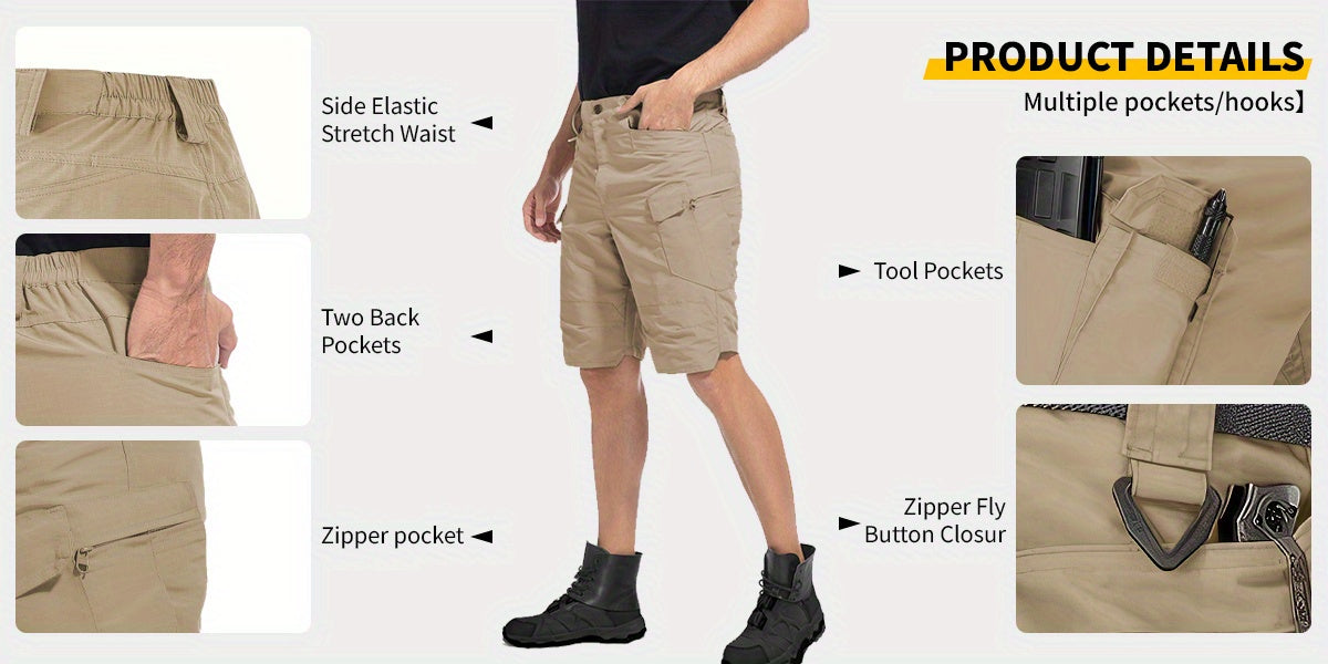 2pcs Cargo Shorts for Men Outdoor Casual Hiking Work Shorts with Multi-Pocket (No Belt)
