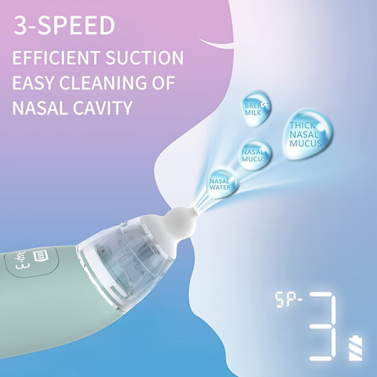 Aspirator for Baby, Baby Nose Sucker Pro with 3 Soft Silicone Tips, Adjustable Suction, Electric Nose Suction for Baby, Built-in Music & Light Soothing