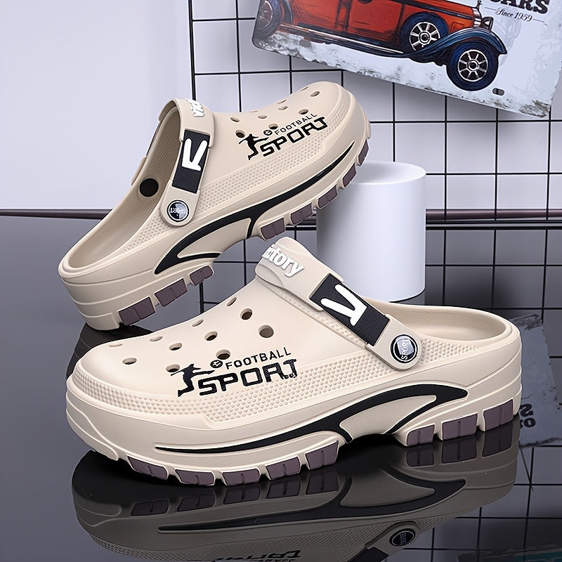 Men'S Slip-On Lazy Shoes, EVA Comfortable And Lightweight Sandals, Fashionable Perforated Mule Shoes, Indoor And Outdoor Dual-Purpose Wear