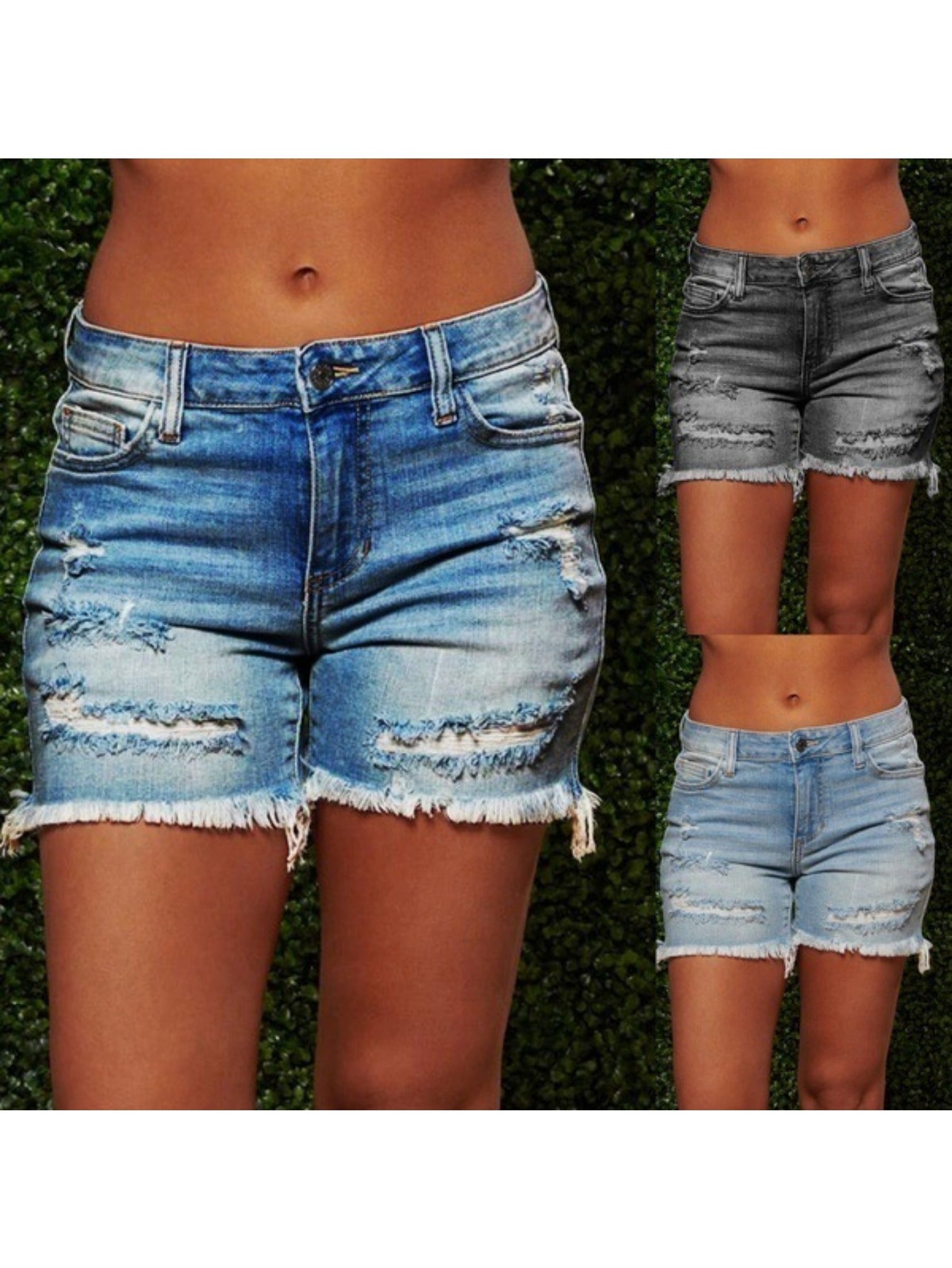 Distressed Fringe Denim Shorts Women'S - High Stretch Retro Summer Shorts with Raw Hem, Fashion Ripped Casual Bottoms for Trendy Outfits