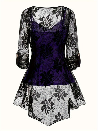 Timeless Plus Size 3-Piece Suit For Women - Lace Button Cardigan + Camisole & Trousers Set, Year-Round Office/Casual/Dinner Outfits 1XL-5XL