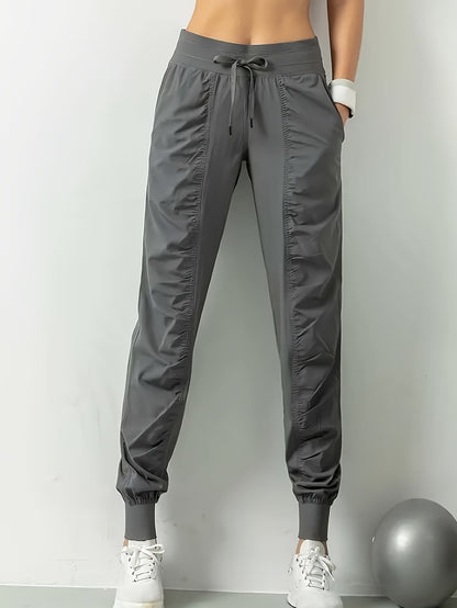 3pcs Women's Quick-Dry Training Tracksuit Pants - Slim Pleated Athletic Joggers with Drawstring Waist & Side Pocket, Gym Workout Pants Suitable for Running,, Gym - Spring Summer Fall Solid Color (Machine Washable)
