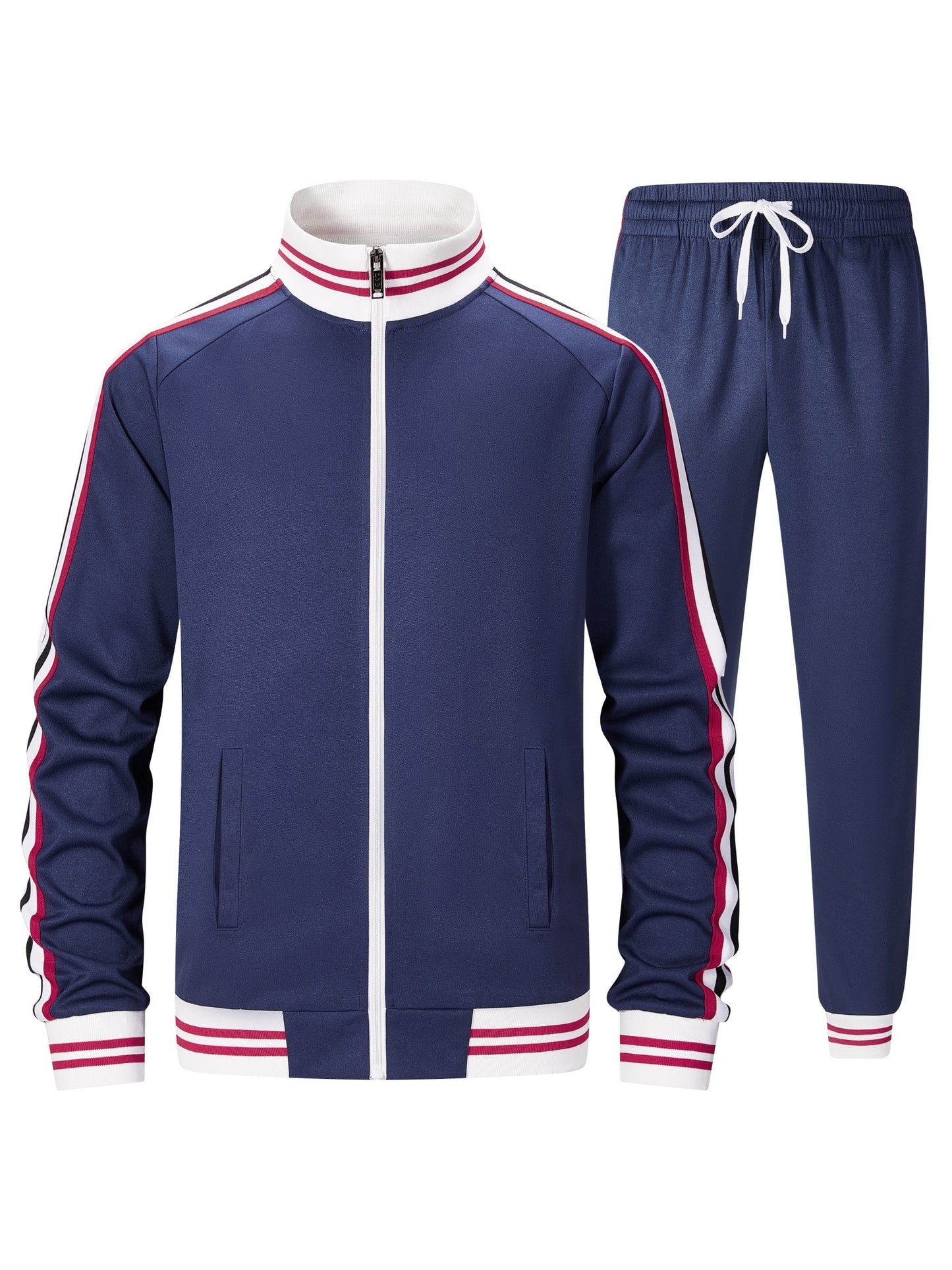 Men Track Suits Sets Long Sleeve Full-zip Sweatsuit Active Jackets And Pants 2pcs Outfits