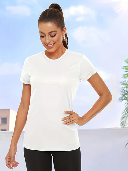 5pcs Of Women's Casual Short Sleeved Breathable Quick Drying S T-shirt, Basketball Outdoor T-shirt