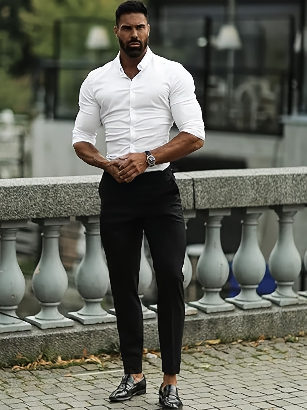 Men's Solid Slim Fit Long Sleeve Dress Shirt - Wrinkle Resistant
