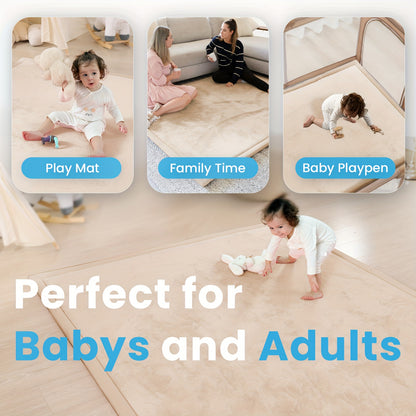 Extra Large Baby Play Mat, Non-Slip Coral Velvet Area Rug, Soft Crawling Rugs for Kids, Infants, 50X50 Inch Foam Mat for Playpen, Yoga Mat, 1pc Japanese Tatami Floor Mat, 1.1 Inch Thick Mellow Mat