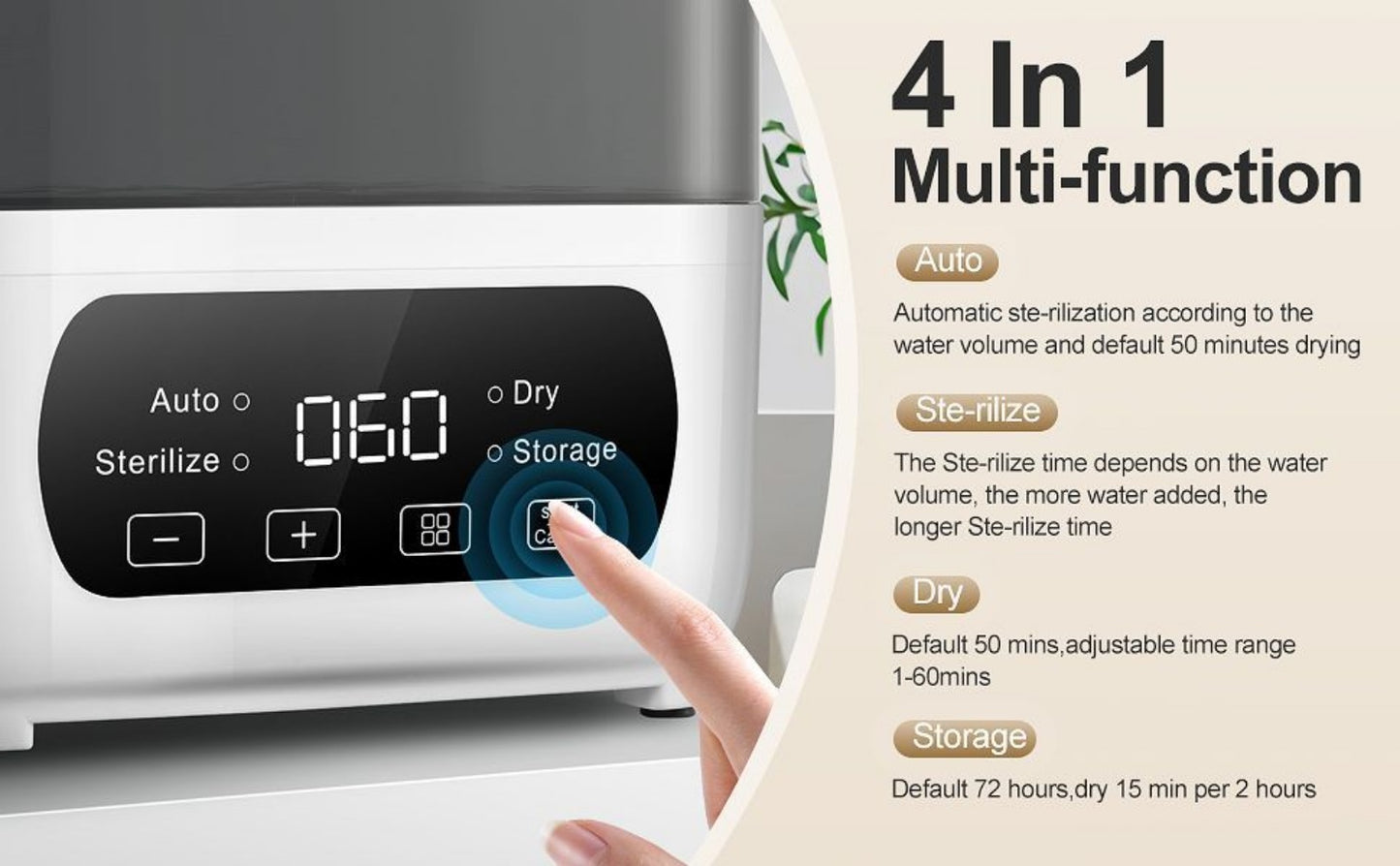 Bottle Sterilizer - Electric Steamer Dryer 4-in-1