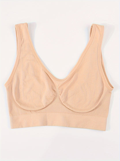 7pcs Set Of Random Color Seamless Women's Underwear, Single-layer Gathering Bra, Women's Sports Running Yoga Vest Underwear