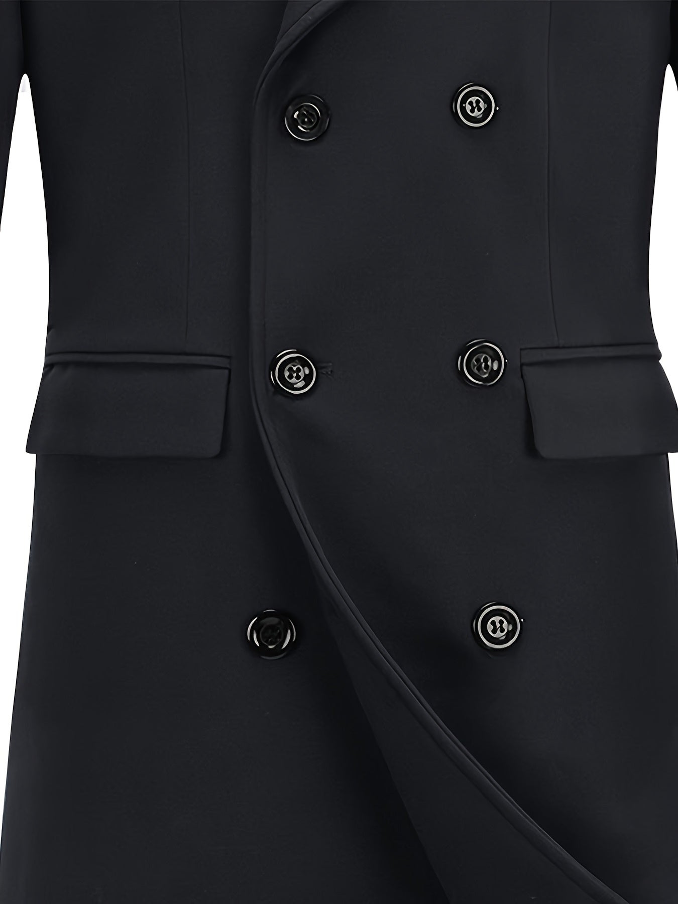 Men's Notch Lapel Long Trench Coat - Casual Insulated Winter Peacoat Classic Double Breasted Overcoat Solid Winter Coat -  Wool Blend - For Men - Suitable for Winter - Perfect Gift for Men