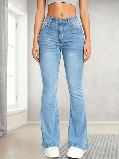 Women'S Flared Slim-Fit Jeans, Suitable for All Seasons And Special Occasions As Both Formal And Casual Wear. Ideal for Parties, Outings And Social Gatherings. Durable Fabric, Premium Stitching, Fashionable Denim Trousers