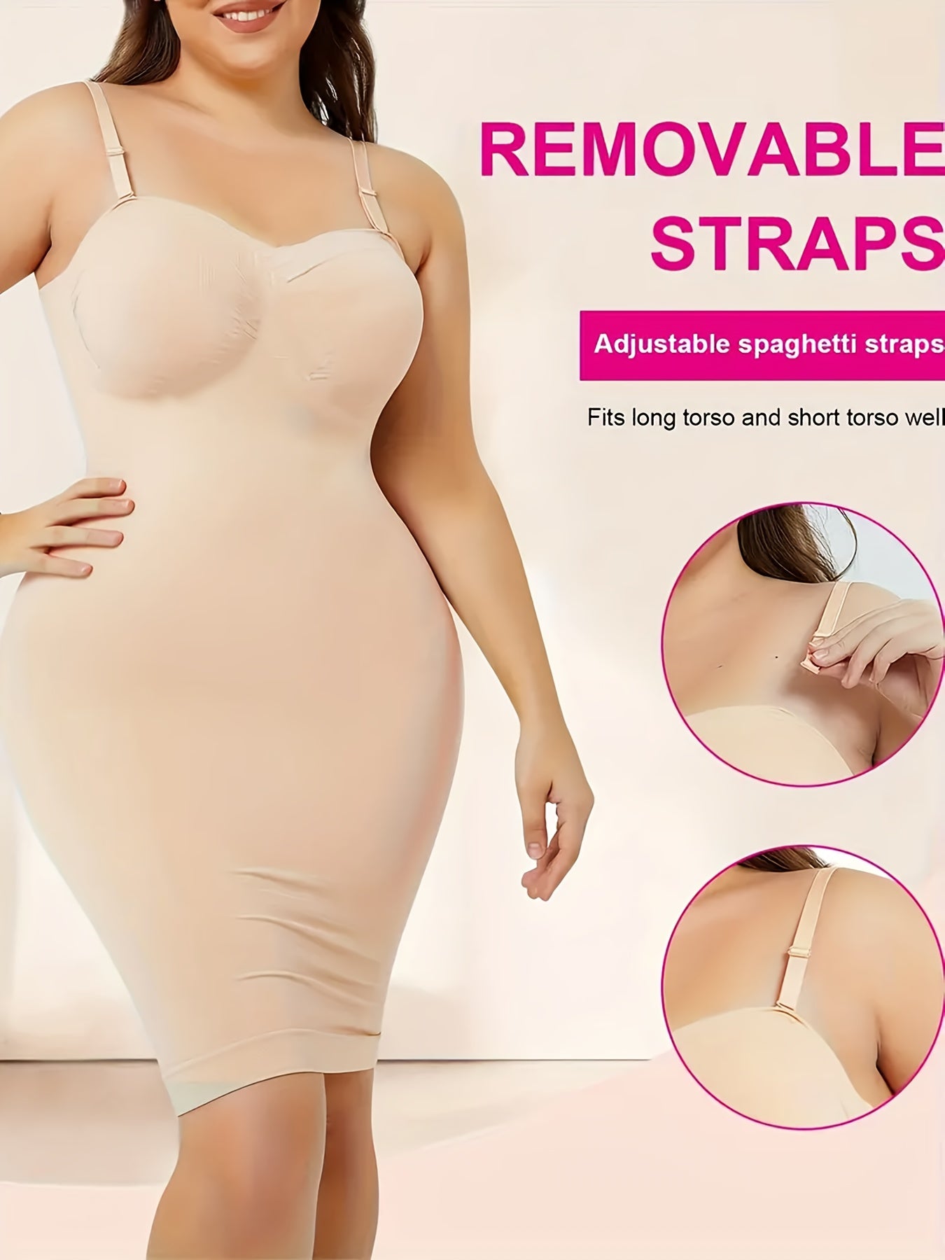 2pcs Women'S Shapewear Petticoat, Removable Shoulder StrapsSeamless Elastic Fabric With Non-slip Strips, Hip Lift, Tummy Tuck And Waist Shape, Women'S Petticoats, Women'S Shapewear Underwear