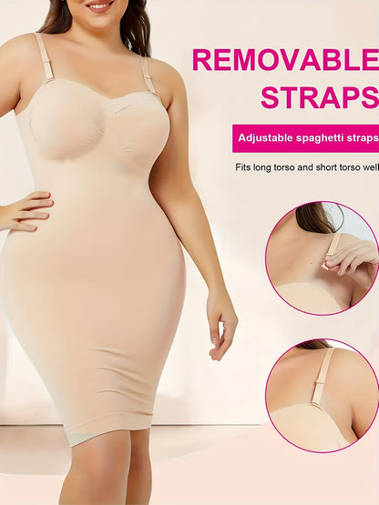 2pcs Women'S Shapewear Petticoat, Removable Shoulder StrapsSeamless Elastic Fabric With Non-slip Strips, Hip Lift, Tummy Tuck And Waist Shape, Women'S Petticoats, Women'S Shapewear Underwear
