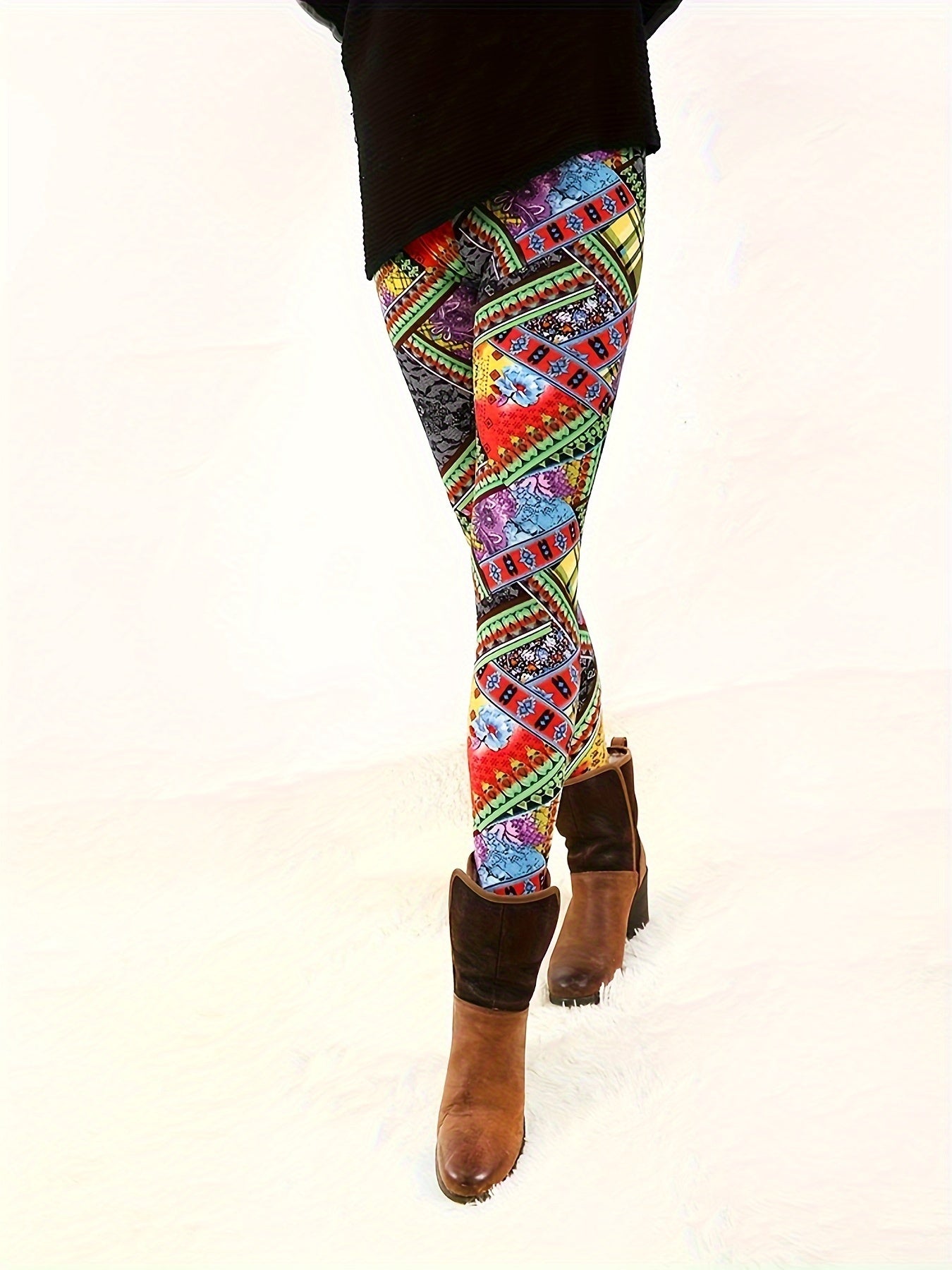 Fashion Printed Leggings For Women No See Through High Stretch Super Soft Leggings Regular