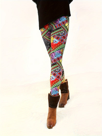 Fashion Printed Leggings For Women No See Through High Stretch Super Soft Leggings Regular