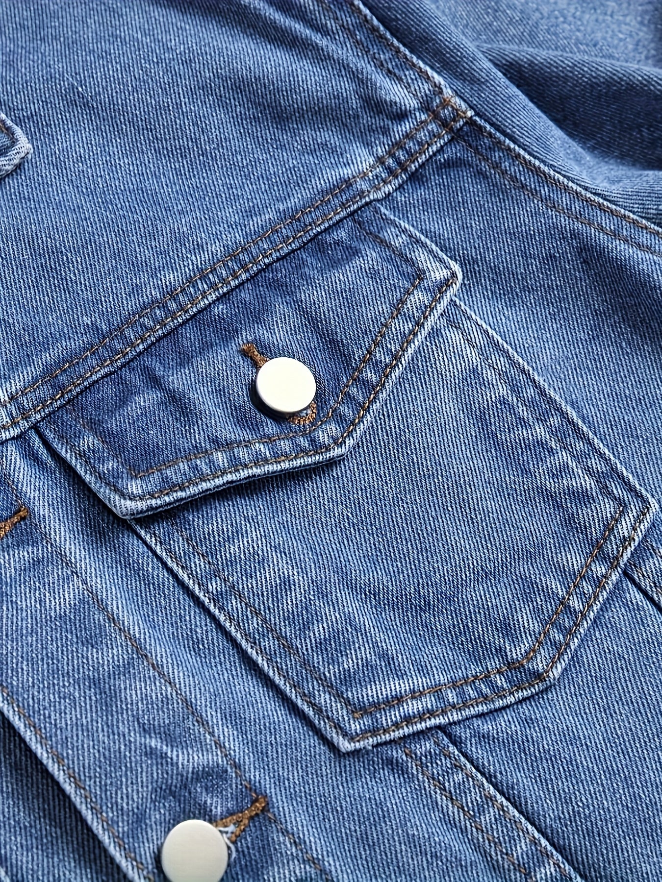 1pc Men'S Casual Denim Jacket, 80% 20%, Solid Color, Lapel Collar, Non-Stretch Woven Fabric, Regular Fit with Pockets
