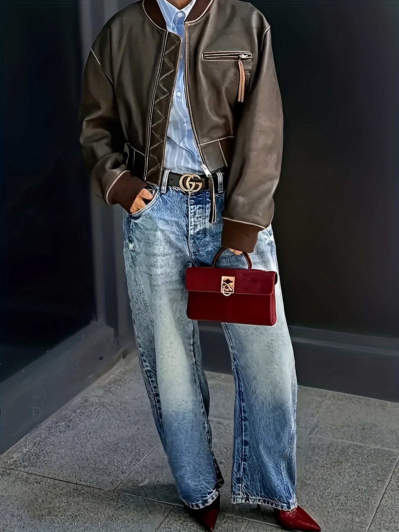 [Retro Wide-Leg Jeans] Ladies' Retro Wide-Leg Jeans, Heavy-Duty Washed Jeans, Jeans With A Gradient Design From Light Blue To Dark Blue