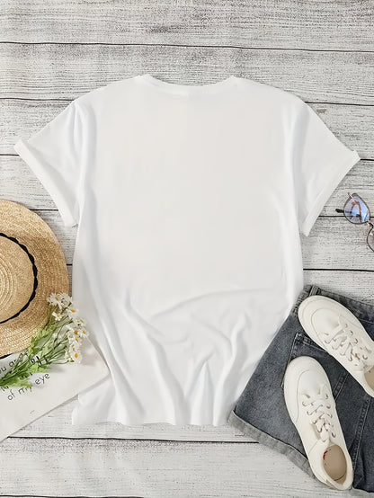 [ 70% off Special Offer]Women'S Short Sleeve T-Shirt, Fun Cat Design "I'm Fine, I'm Fine, Everything'S Fine" Cat Lover Gift Pattern Print, Elegant Sweet Cute Vacation Commuting T-Shirt, Party T-Shirt, Home Essential T-Shirt