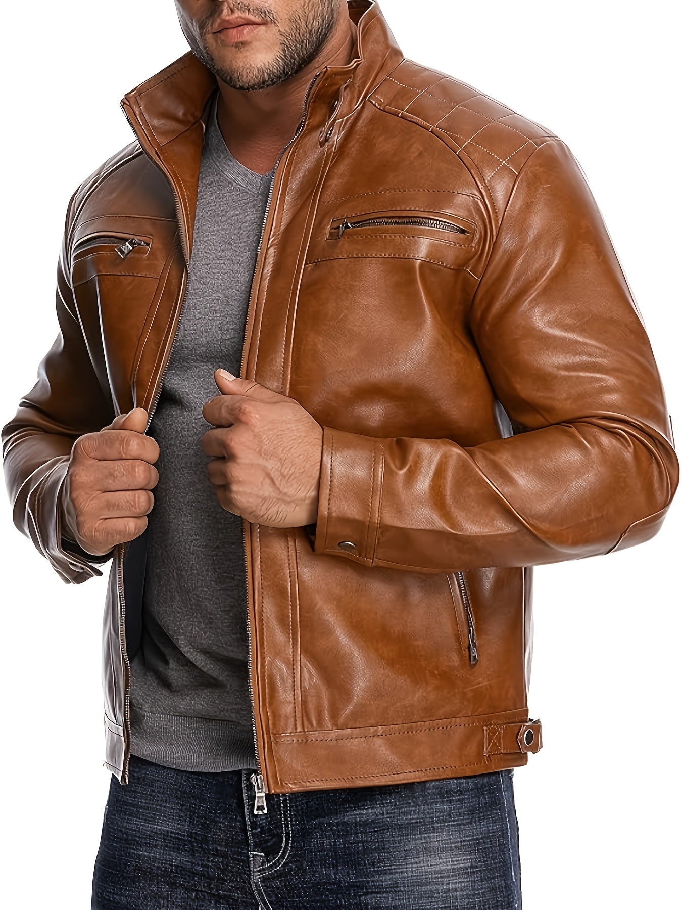 Men'S Lightweight Faux Leather Motorcycle Jacket Black, Coats For Men, Mens Coats, Motorcycle Riding Gear, Motorcycle Stuff, Biker Stuff, Men'S Coats, Motorcycle Clothes, Biker Gear, Jaket Mens, Veste En Cuir Homme, Motorcycle Apparel, Motorcycle Clothing