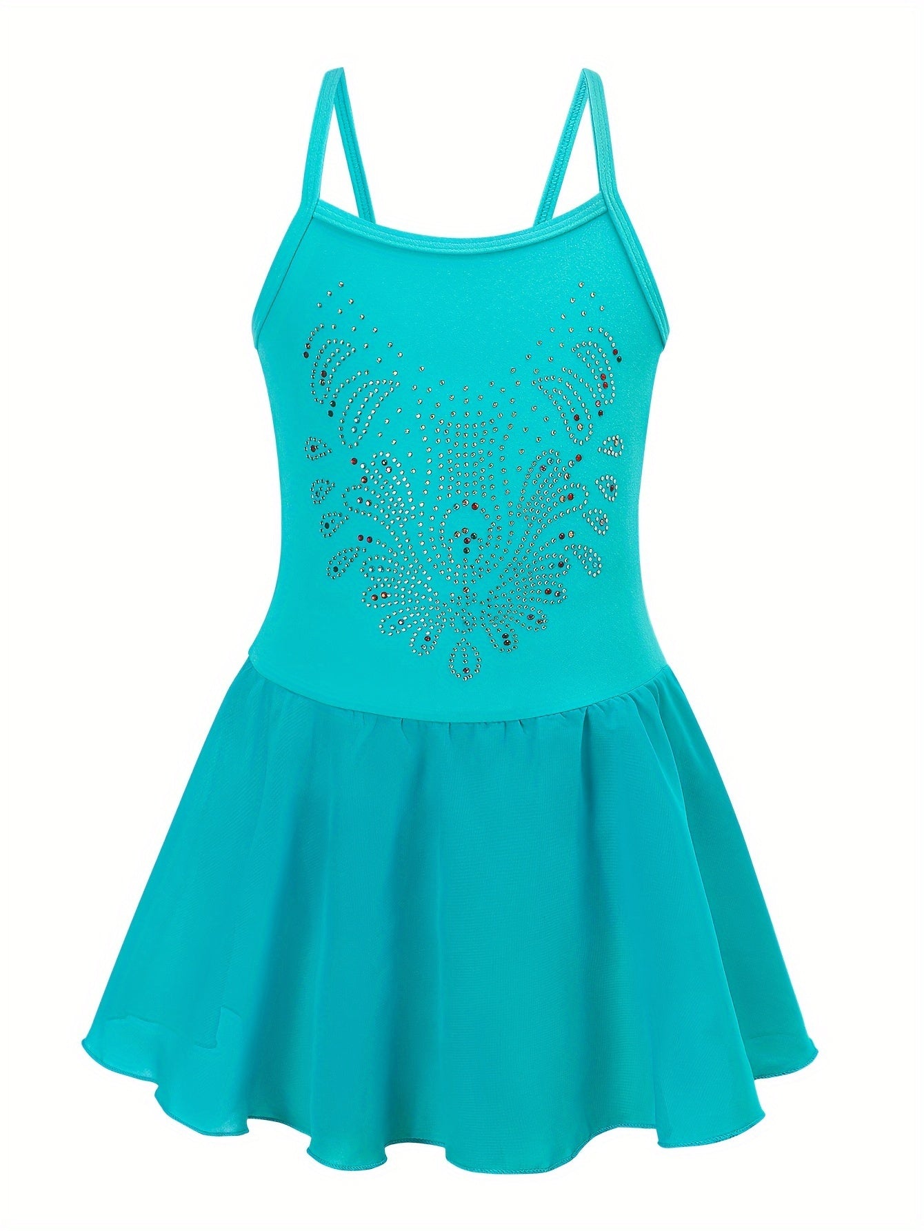 Girls' Sparkling Ballet Leotard with Rhinestones - Sleeveless, Stretchy Dance Dress for Training And Performances, Ballet Clothes for Girls