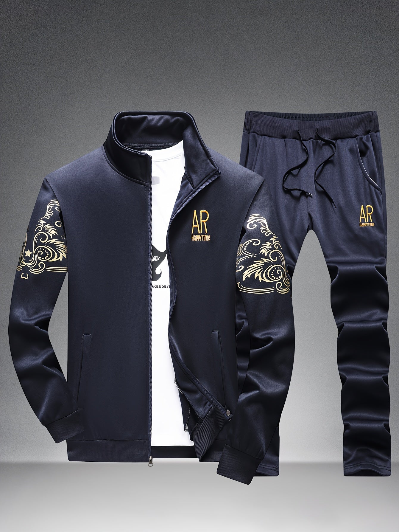 Spring And Autumn Style Men'S Zipper Open Cardigan Sports Suit