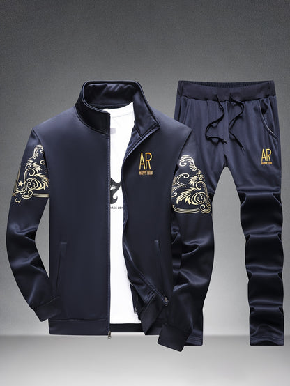 Spring And Autumn Style Men'S Zipper Open Cardigan Sports Suit
