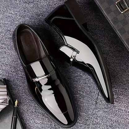 Men's Glossy Loafer Shoes, Comfy Non-slip Slip On Shoes, Men's Shoes, Spring And Summer