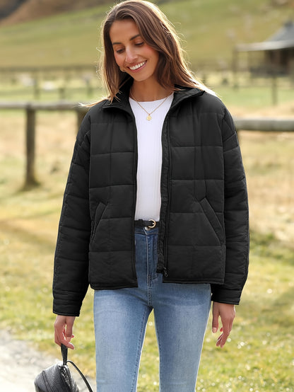 Buoniyk Women's Oversized Splice Quilted Lightweight Puffer Jacket Casual Padded Coat