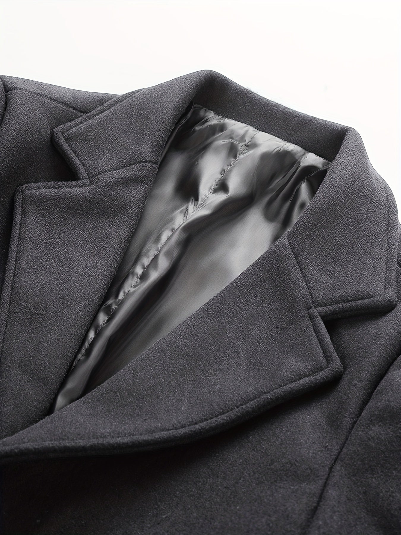 Mens Long Trench Coat Single Breasted Wool Blend Pea Coat Warm Winter Overcoat with Pockets