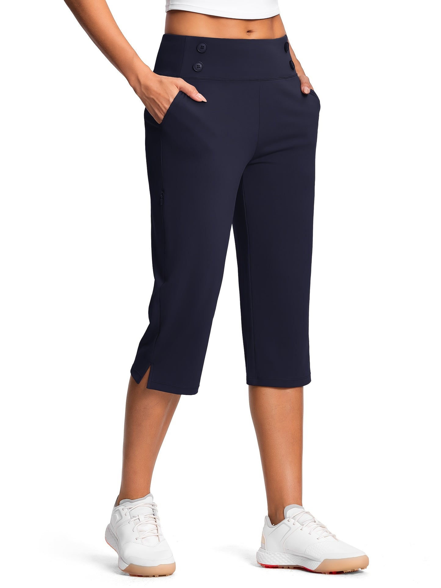18" Dressy Capri Pants for Women High Waist Stretch Women'S Capris Pants for Summer with Pockets Work Casual