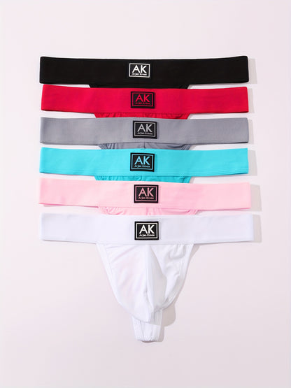 6pcs Arjen Kroos Men'S Sexy Thongs Underwear Low Rise Pouch Jock Strap Vasectomy Support Underwear, Mens Bike Jockstrap Breathable Athletic Supporter For Men, Men'S Sexy Tight Non-Rear Support Thong Underwear Set, Quick Drying Comfortable Panties