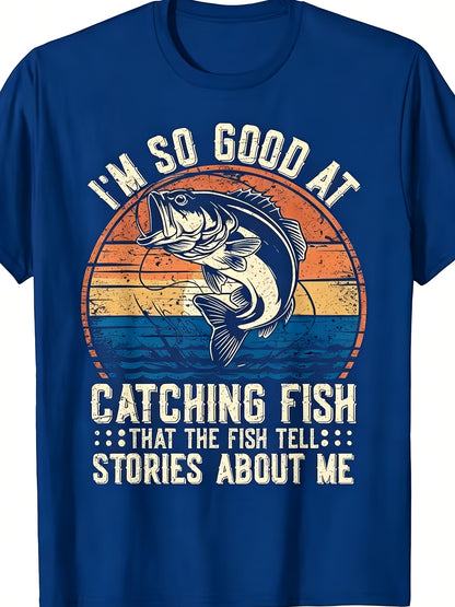Fashionable Men'S Printed T-Shirt - Classic Summer Casual Crew Neck Short Sleeve T-Shirt, Comfortable And Breathable, Stylish Letter Pattern Design, Trendy Versatile Men'S Wear, a Delightful Holiday Gift