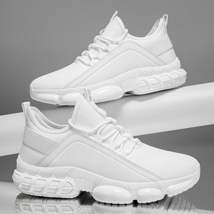 Men'S Lightweight Breathable Running Shoes - Low-Top Sneakers with Cushioned Air Cushioning, Black & White Design for Gym, Training, Hiking & Casual Wear, Gym Shoes, Sleek Sporty Design, Fabric Upper