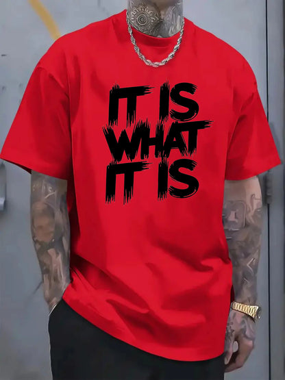 Men'S Red Pattern T-Shirt | Casual Short Sleeve Round Neck, Eye-catching Statement Print, All-Season Comfortable Machine Washable, Simple Fit Top, Plus Size