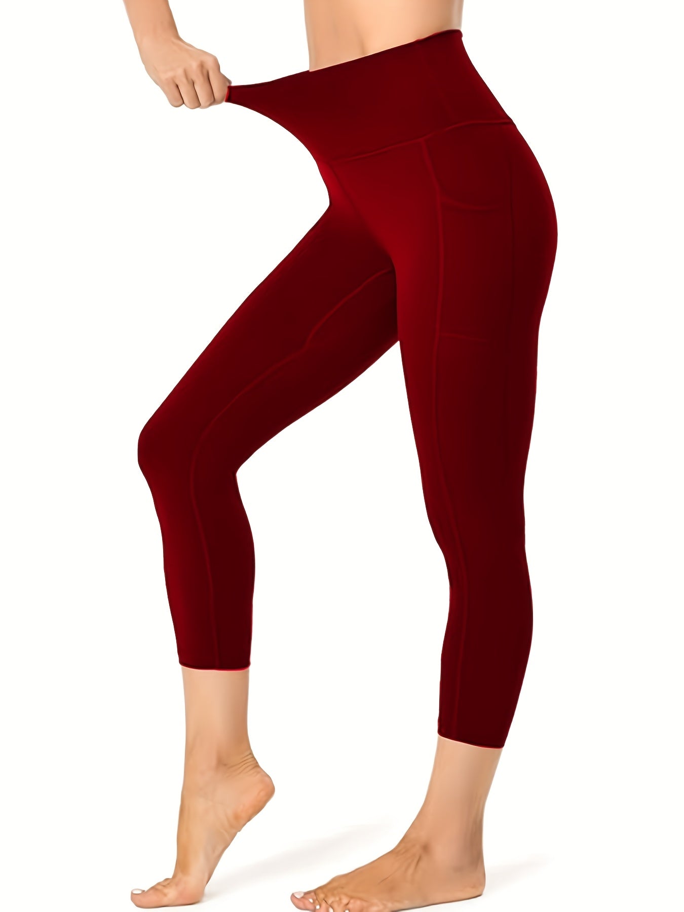 Women'S Capri Yoga Pants with Pockets Essential High-Waisted Leggings for Workout