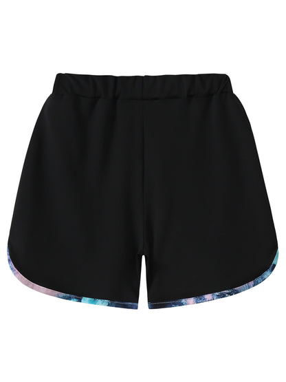 6pcs, Girls Love Print Camouflage Design Short Sleeve Athletic Shorts Summer Suit, for Outdoor
