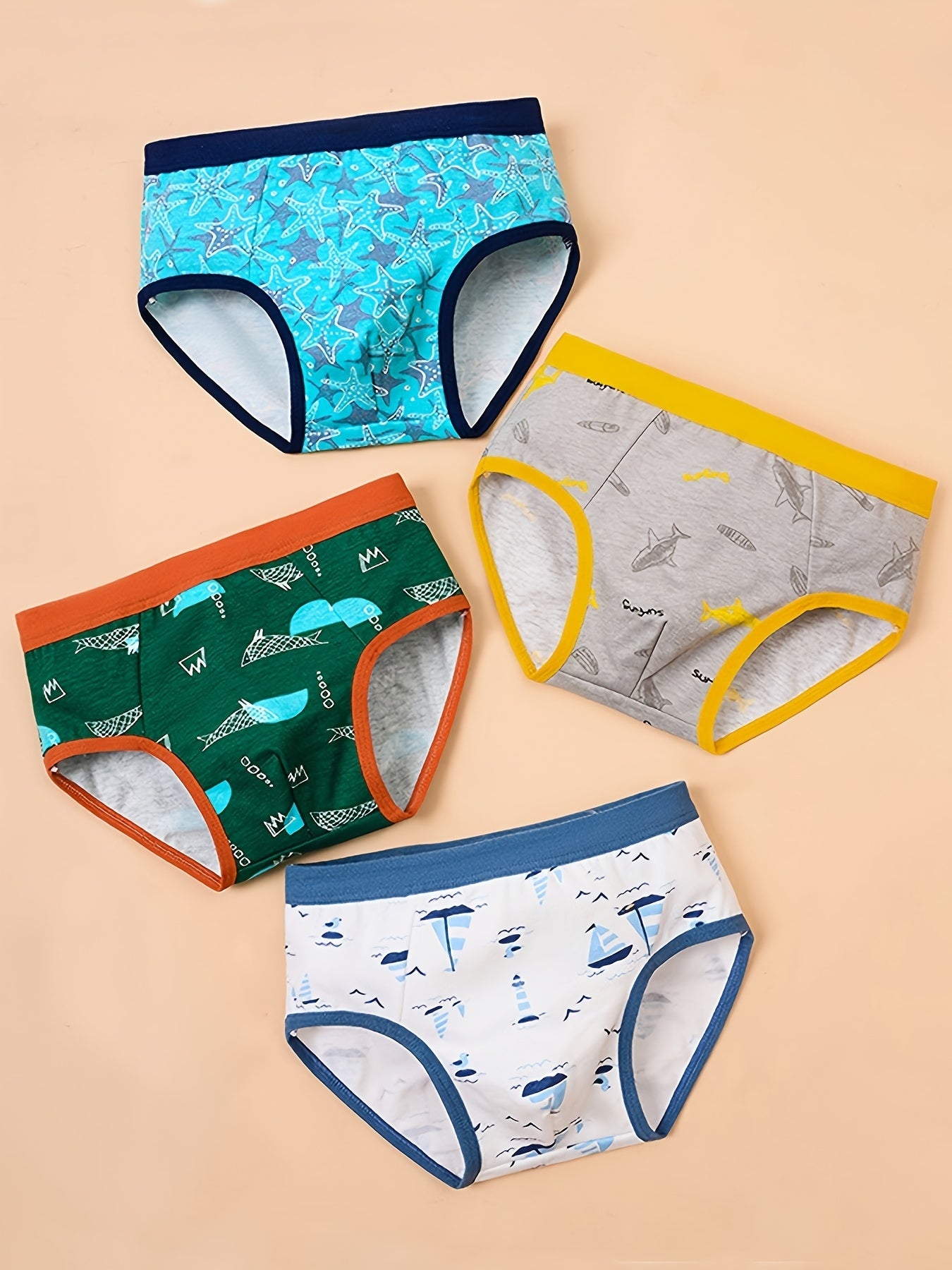 8pcs Boys' Ocean Crocodile Briefs - Soft, Breathable Blend Underwear with Stretch, Non-Transparent Animal Print for All Seasons