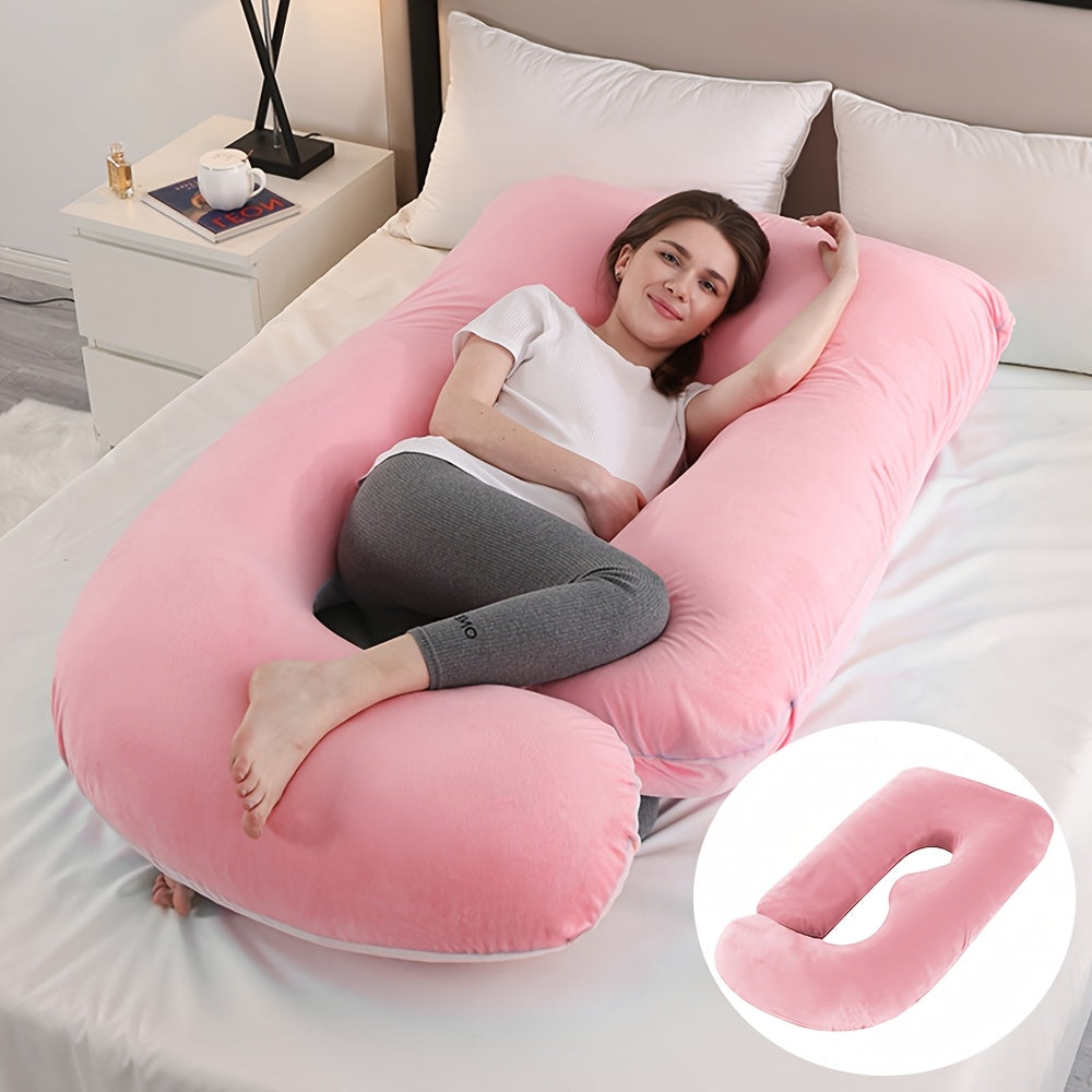 J-Shaped Pregnancy Pillow - Full-Body Support with Removable Cover
