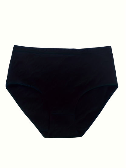 8pcs Of Oversized High Waisted Women's Underwear, 95% 5% Stretch, Breathable, Abdominal Control, Solid Color, Fabric Underwear