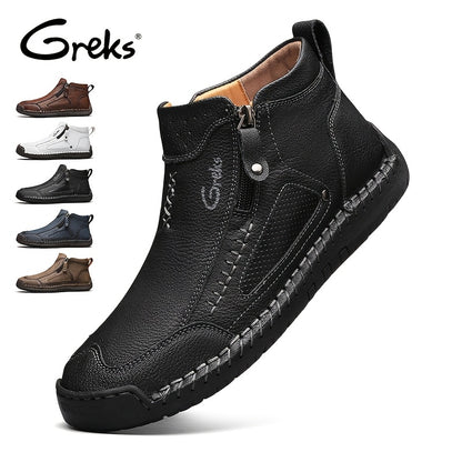 GREKS Men's Chukka Boots Are Handcrafted, Lightweight Ankle Footwear Featuring A Side Zipper for Easy Wear, Ideal for Comfortable Walking, Driving, And Casual Outings