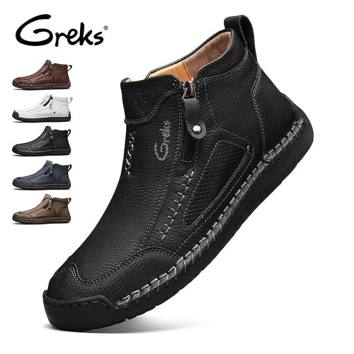 GREKS Men's Chukka Boots Are Handcrafted, Lightweight Ankle Footwear Featuring A Side Zipper for Easy Wear, Ideal for Comfortable Walking, Driving, And Casual Outings
